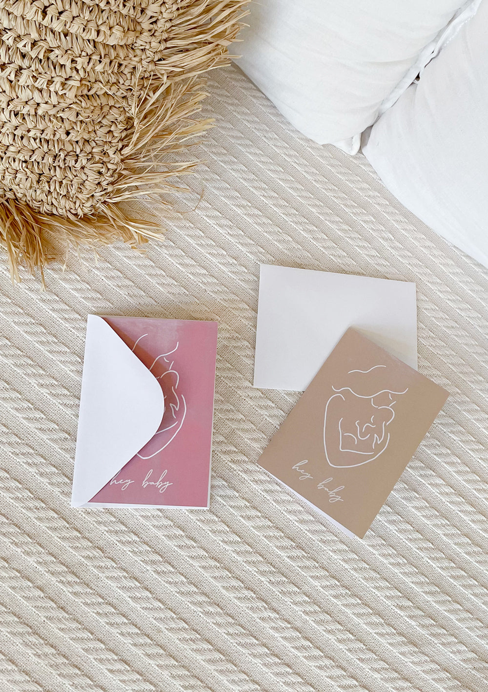 Hey Baby Card | peony pink