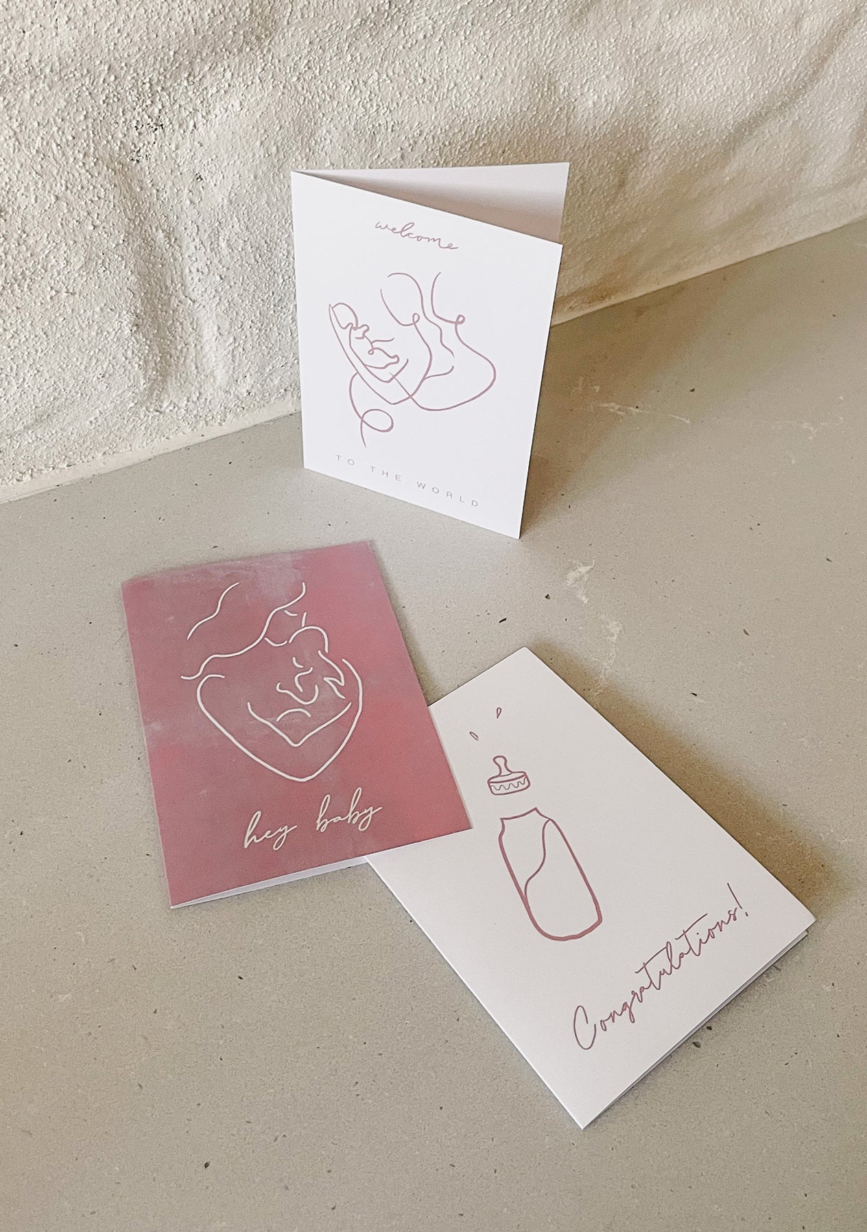Hey Baby Card | peony pink
