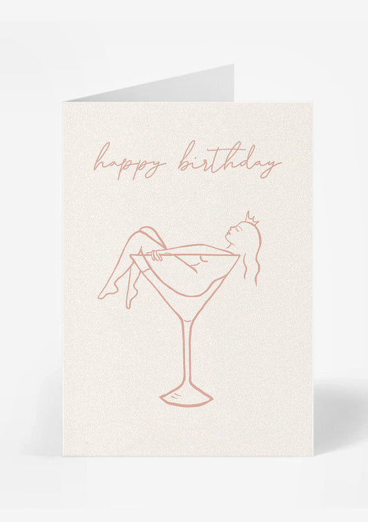 Happy Birthday Cocktail Card | baby pink